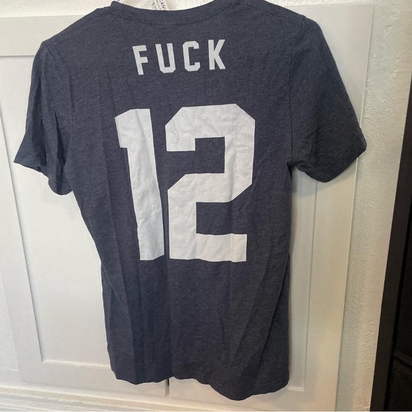 Medium Heather blue anti-fascist social club pocket tee, f*** 12 on back - Picture 2 of 3